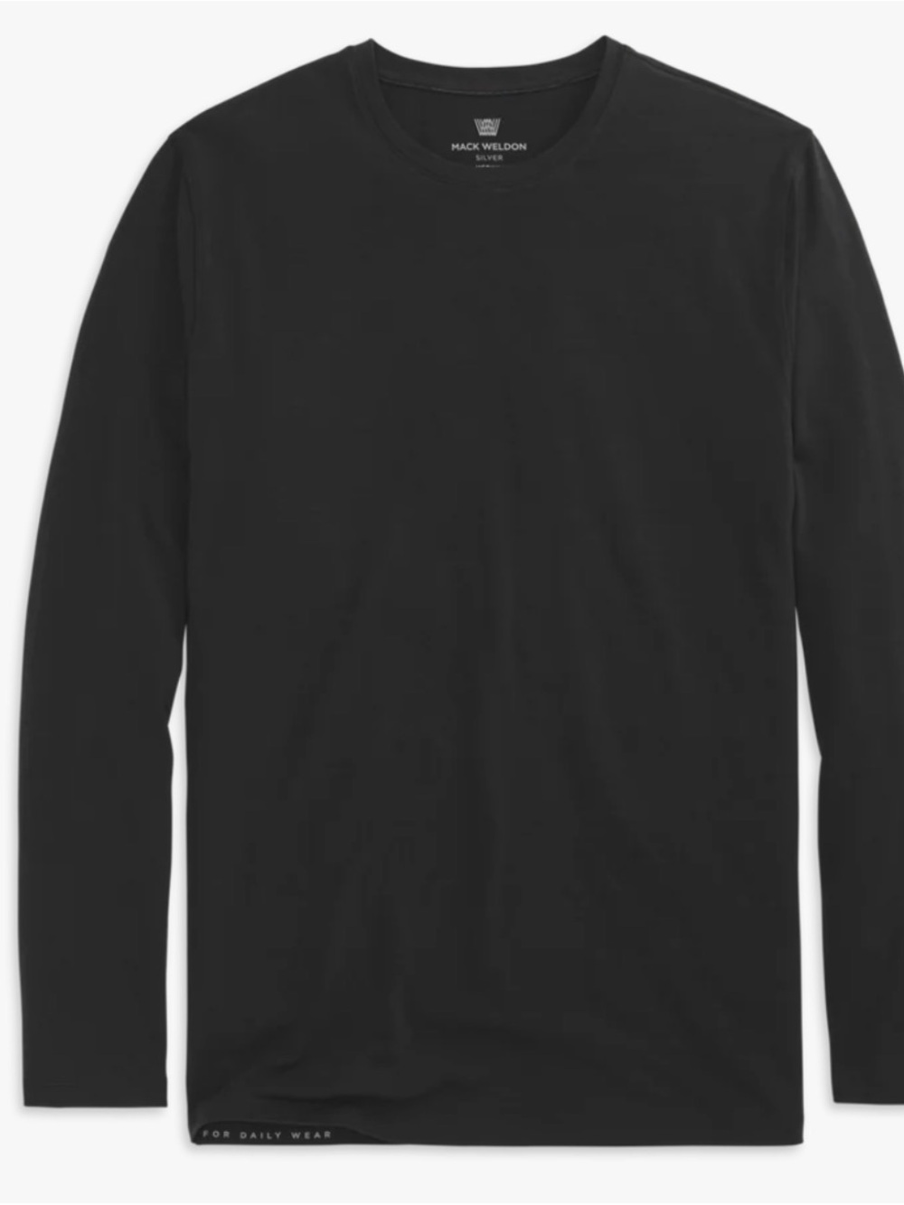 Mack Weldon Long Sleeve Crew Tee in Black